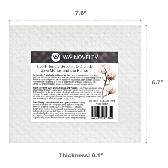 12-PK Eco-Friendly Swedish Dishcloths For Kitchen - Paper Towel Alternative - Picture 4 of 4